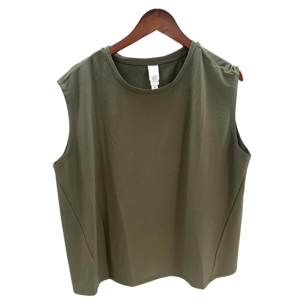 WynneLayers Women's Luxe Crepe Cap-Sleeve Crewneck Tee Grn - Regular